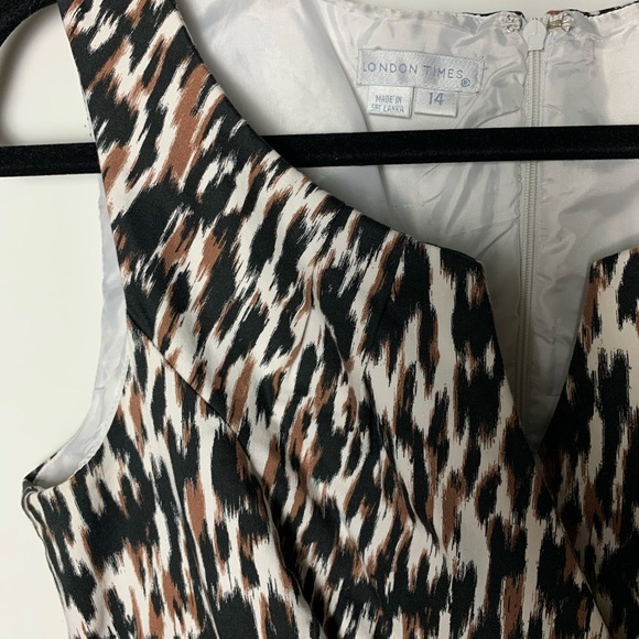 London Times animal print leopard fitted dress large 14 - Picture 3 of 7